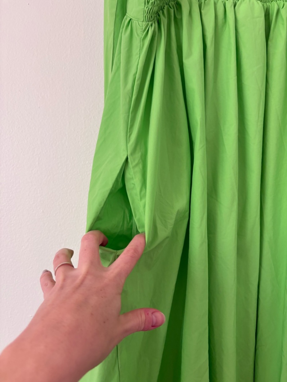 Christopher John Rogers Green Tiered Tie Shoulder High Low Babydoll Dress Small - Picture 15 of 16